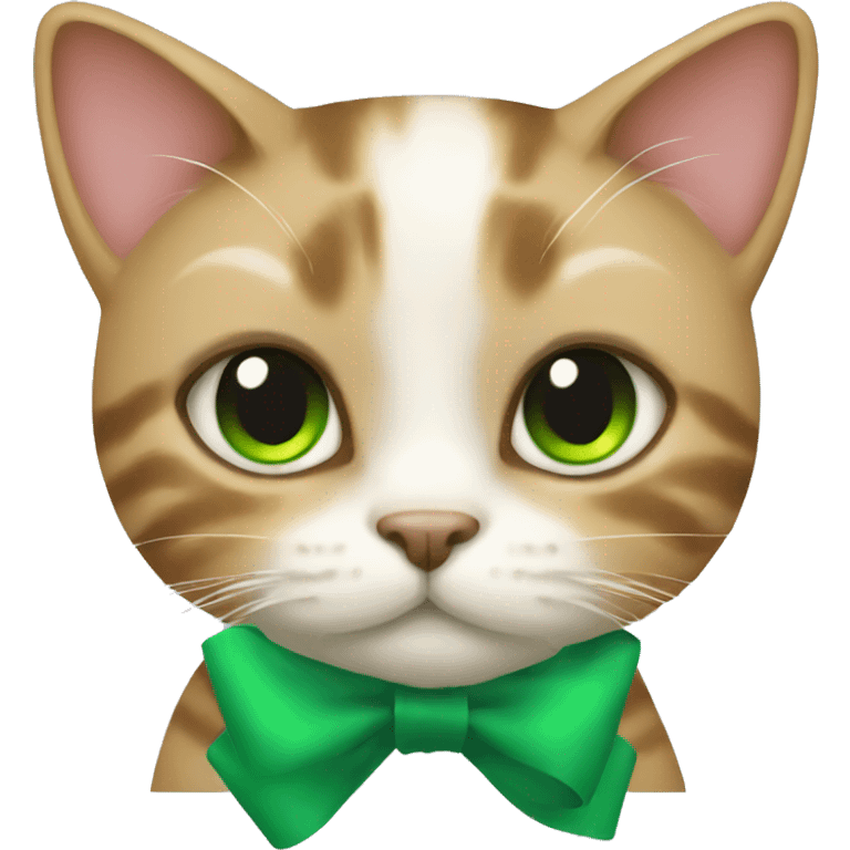 Cat with green bow  emoji