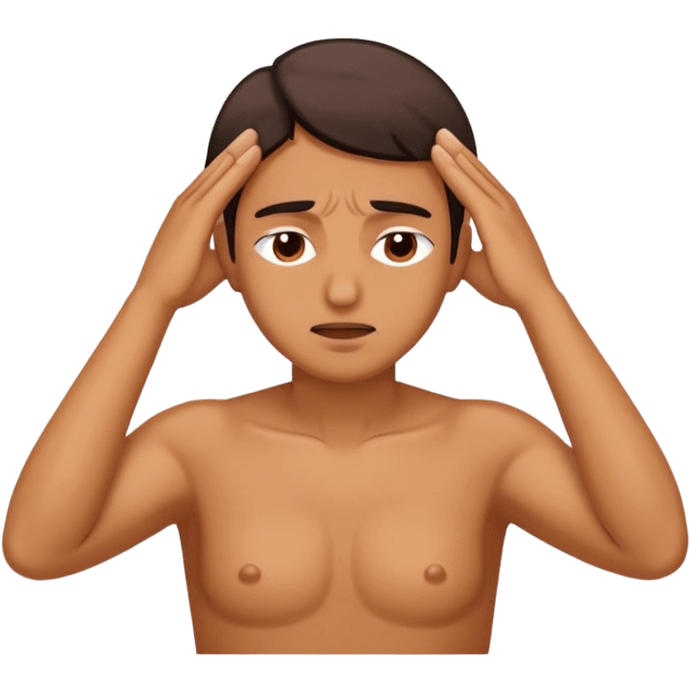 Stressed person rubbing temples emoji