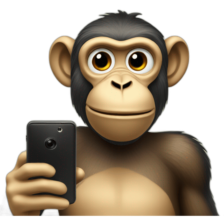 Monkey holding smartphone shooting a selfie photo emoji