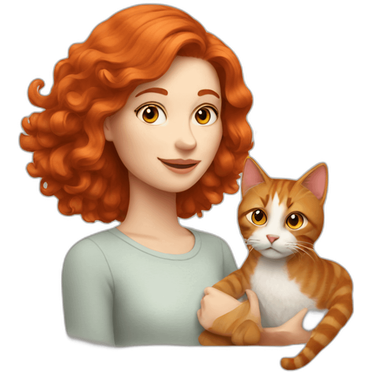 redhead with cat emoji