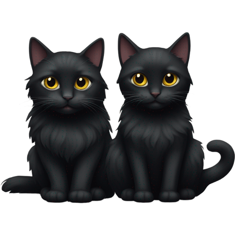 Long hair and short hair black cats emoji