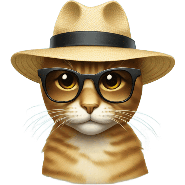 Cat wearing a hat and sunglasses  emoji