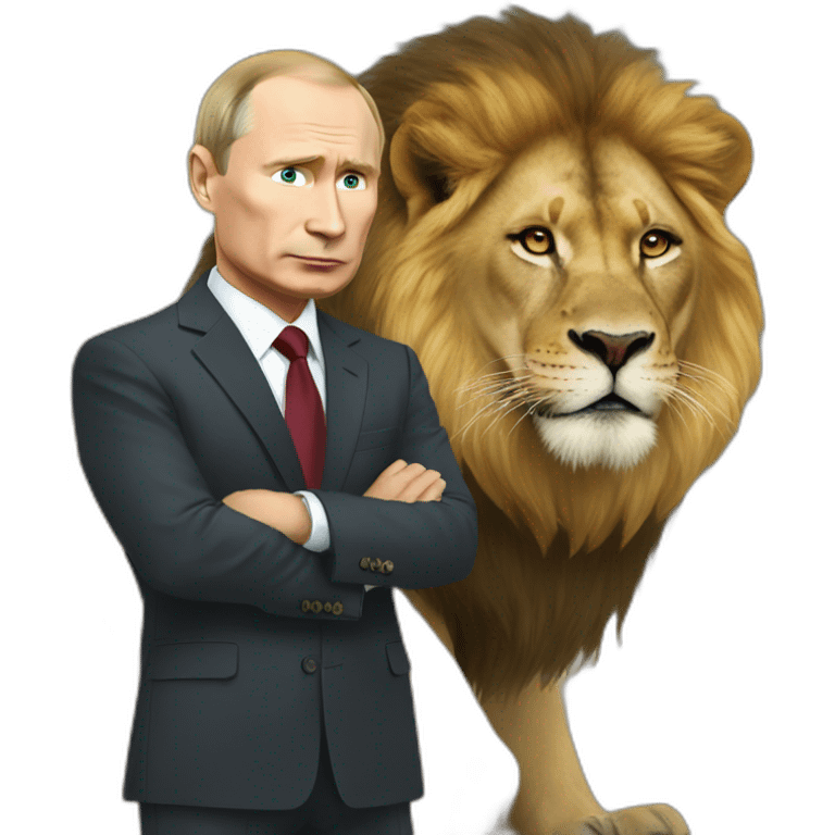 Putin hunting a lion emoji