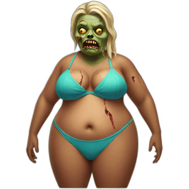 fat zombie wearing a bikini hyperrealistic emoji