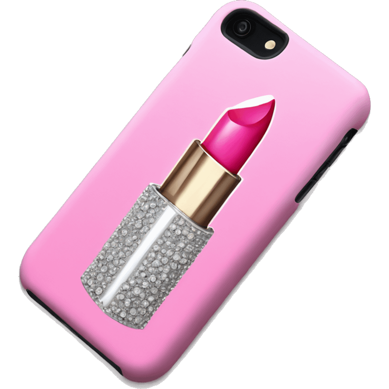 Pink lipstick with bling case emoji