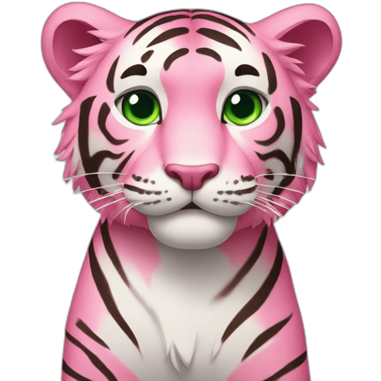 Pink tiger with green eyes emoji