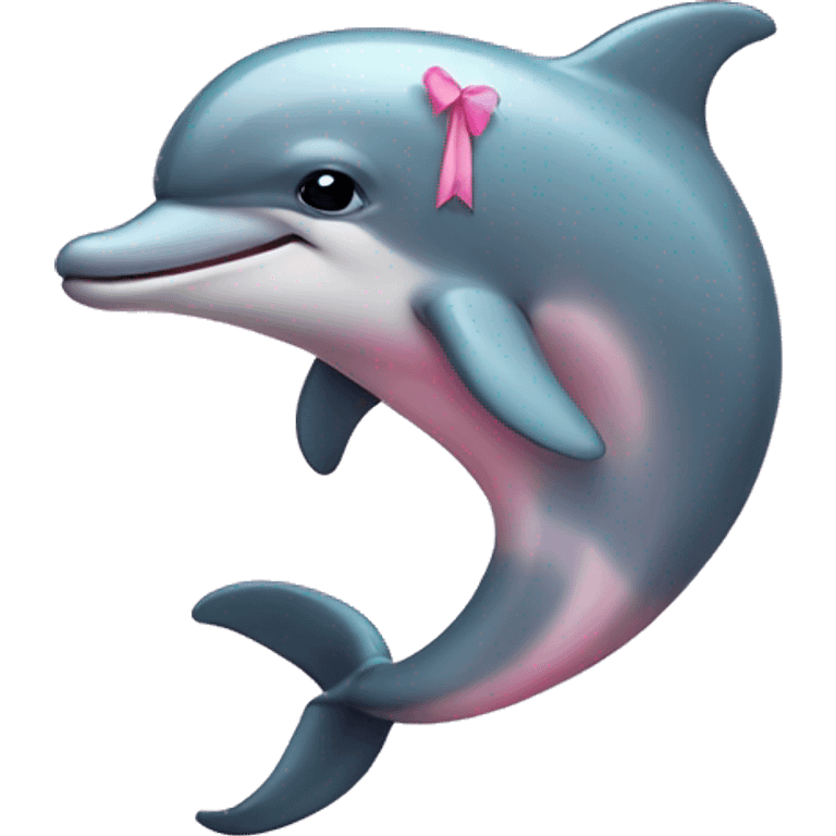 Dolphin wearing a smaller pink bow emoji