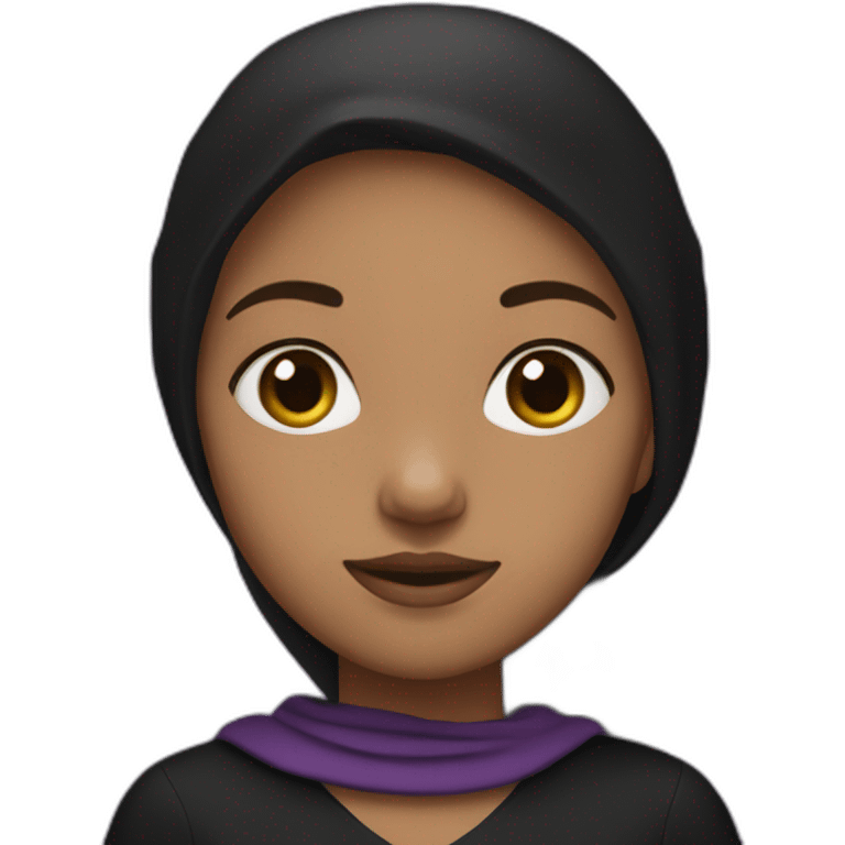 A girl with an black dress and a purple sweather and a Black headscarf emoji