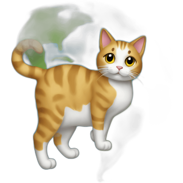 cat on top of a globe emoji