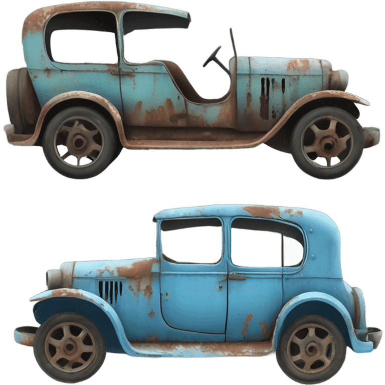 Blue and rusty old car emoji