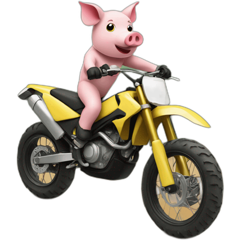 Pig on a motocross bike emoji