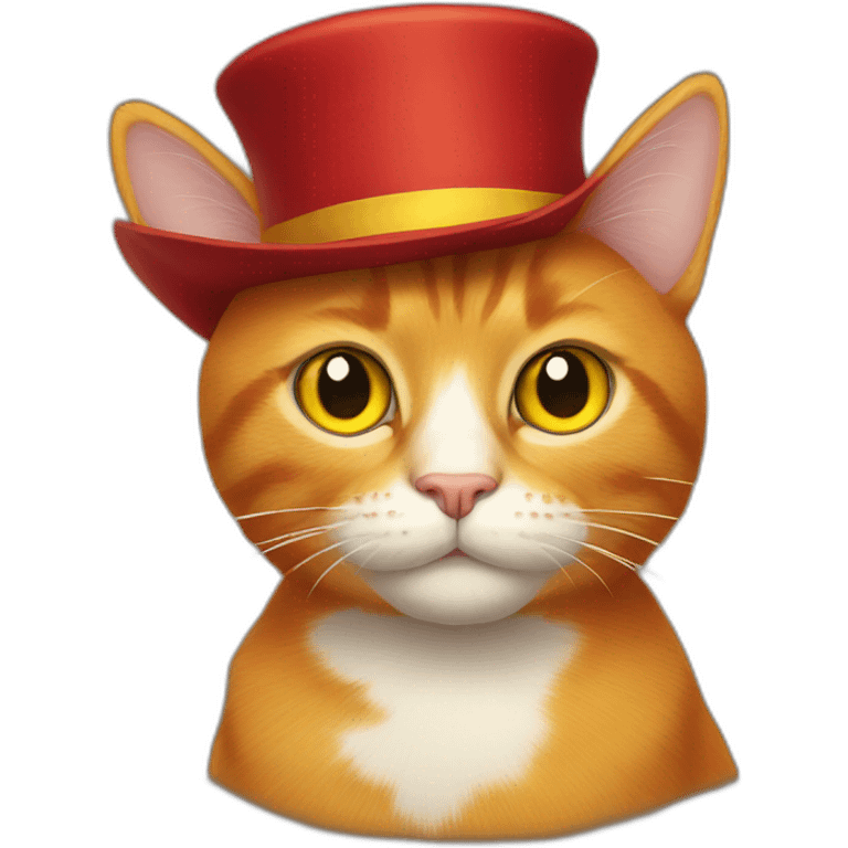 red cat with yellow eyes in a hat emoji