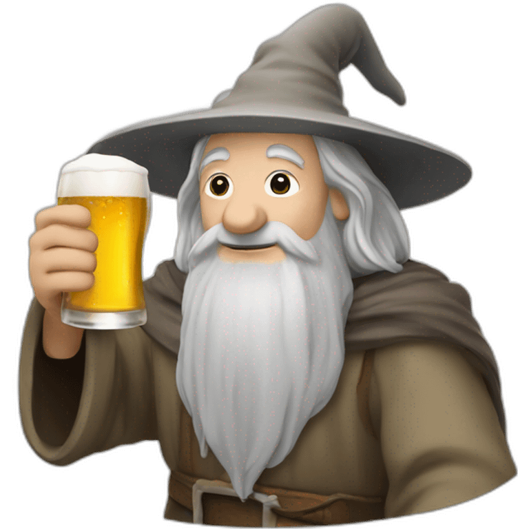 Gandalf drinking a beer emoji