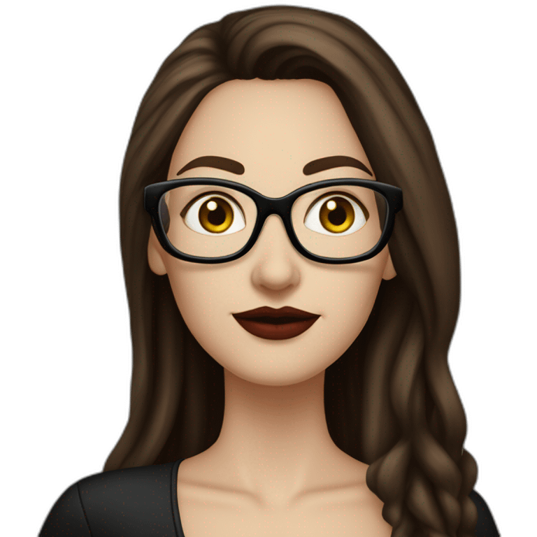 Sexy-Caucasian-Mum-woman-goth-long-brown-hair-standing-wearing-glasses-plus-size-upturned-nose emoji