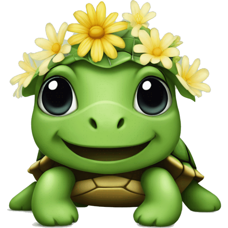 Turtle with flower emoji