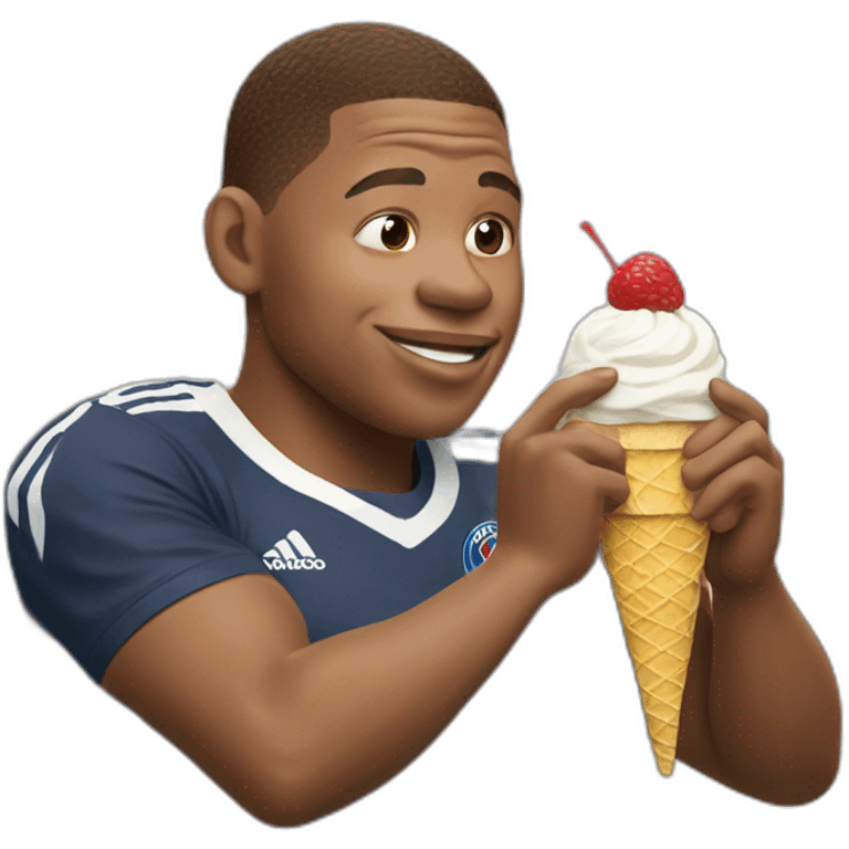 Mbappé eating ice cream emoji