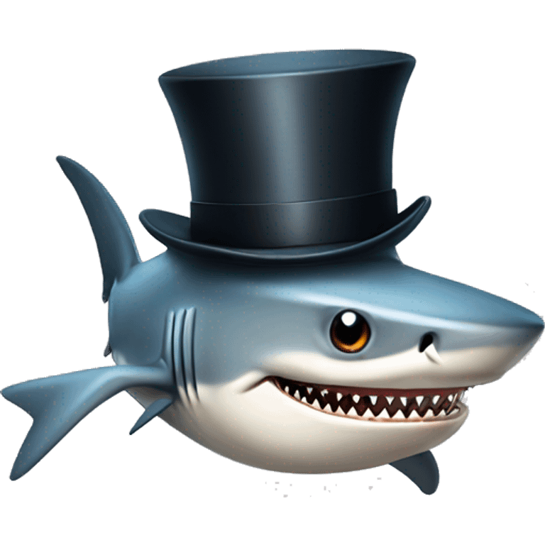 Shark with a top hat emoji