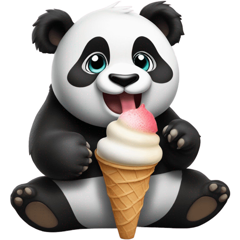 Panda eating ice cream emoji