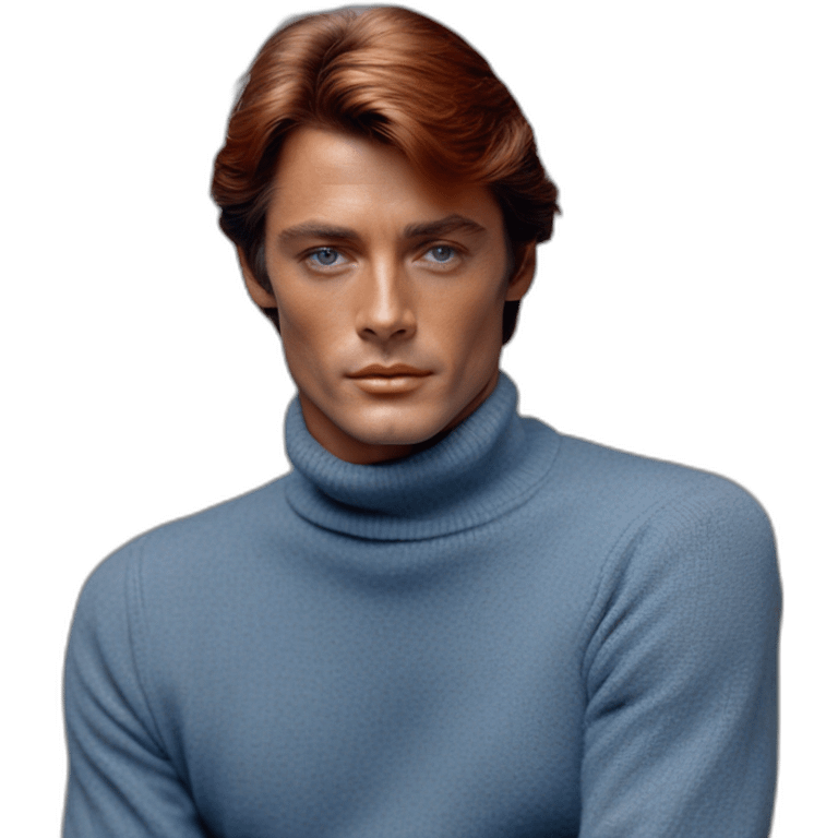 Young Alain delon blue eyes turtleneck sweater red hair emoji