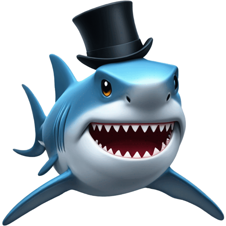 Shark with a top hat emoji