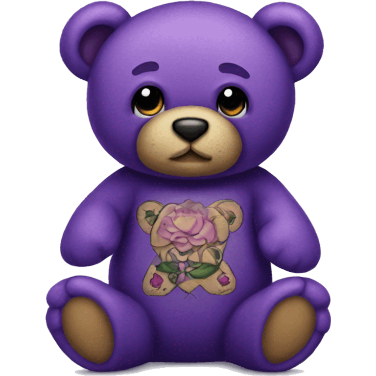 Purple teddy bear with tattoos emoji