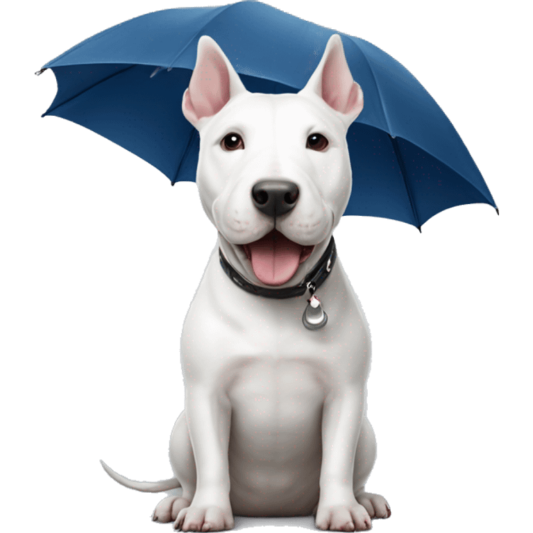 White Bull terrier with umbrella  emoji