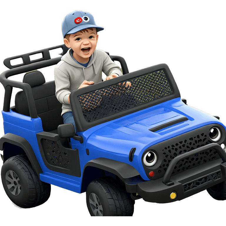 boy with hat by car emoji