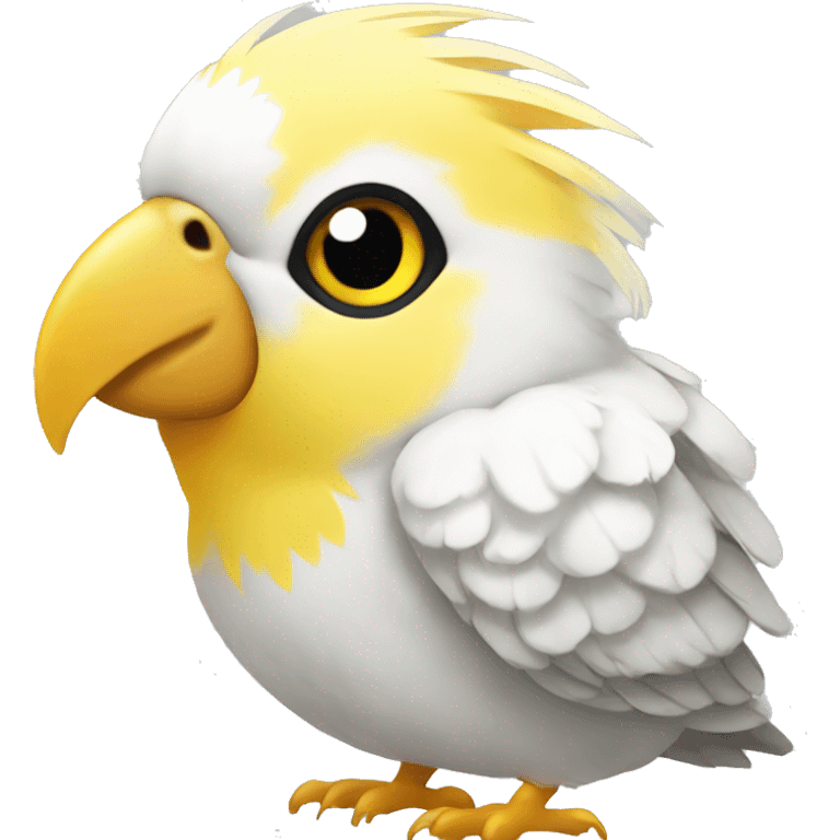 Cockatiel birds face yellow standing white  emoji