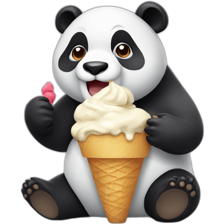 Panda eating ice cream emoji