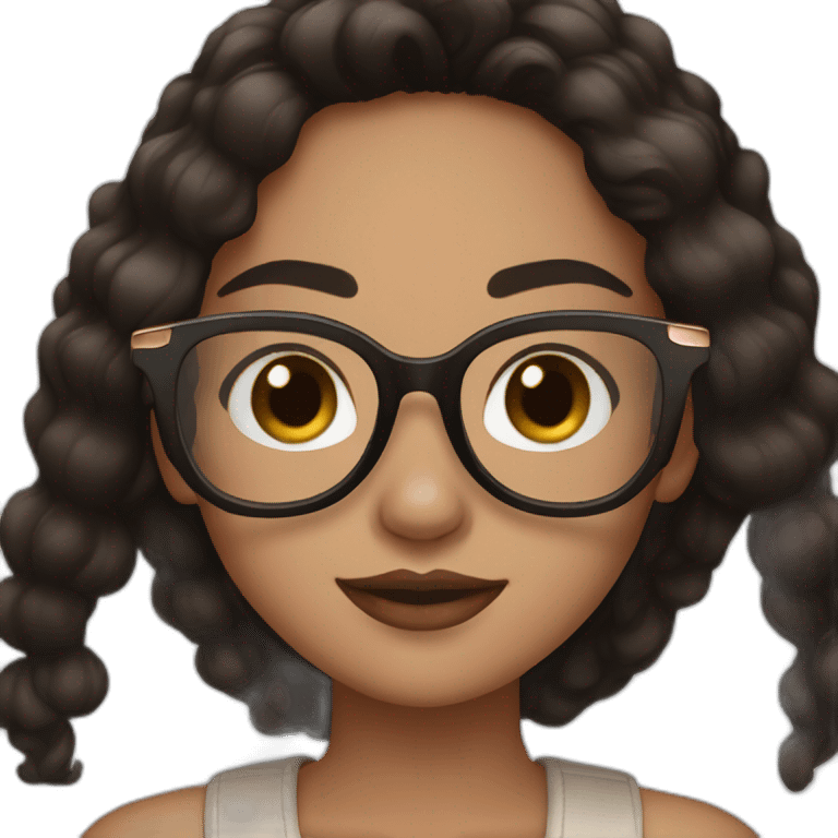 young adult girl with rose gold glasses and black to brown hair emoji