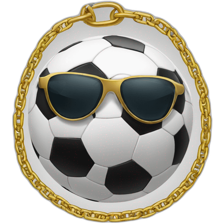 soccer ball wearing chain with shades looking like gangster emoji