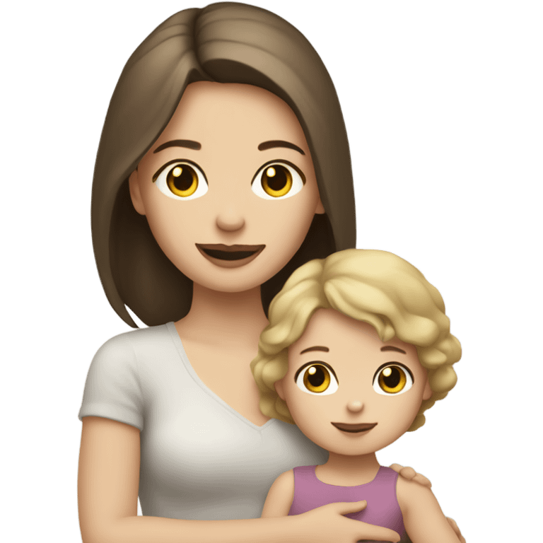 Pale Brunette holding a pale girl toddler  emoji