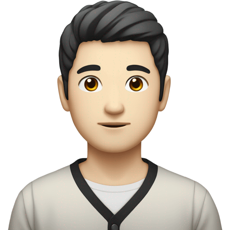 man from japan with white skin and black hair, wear casual shirt  emoji