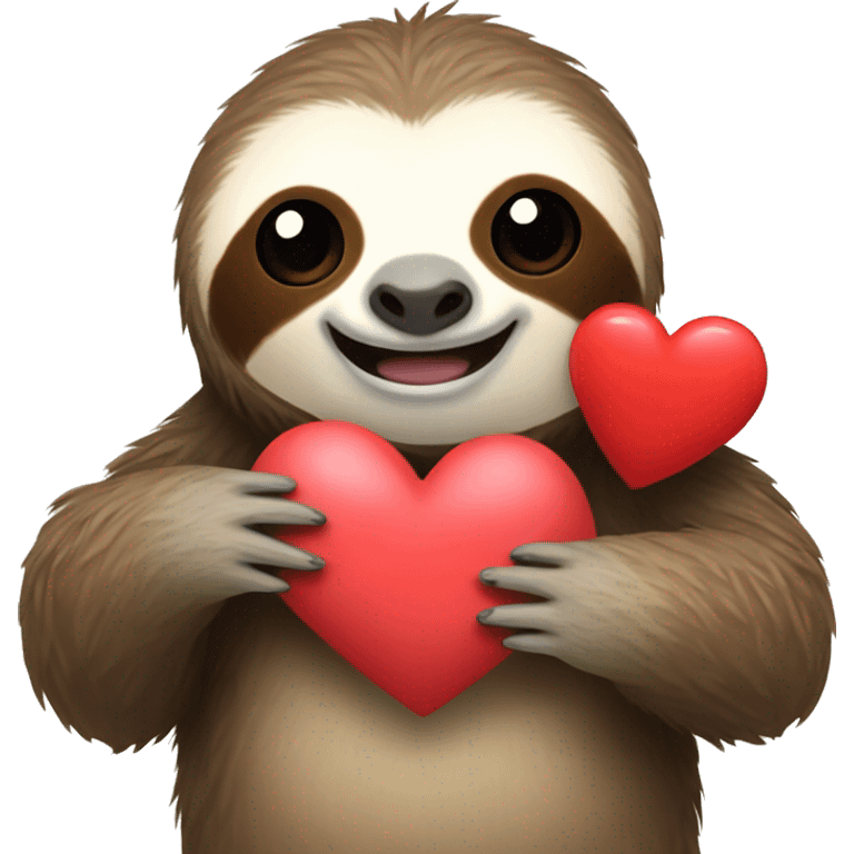 Sloth holding heart emoji