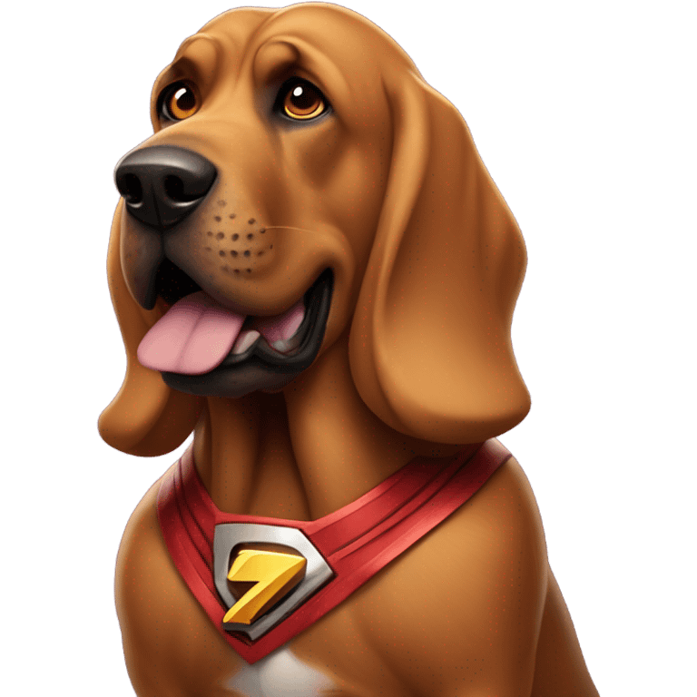 1 brown bloodhound dog as the superhero Shazam! emoji