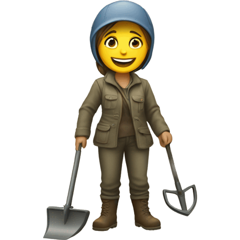 Happy woman metal detecting emoji