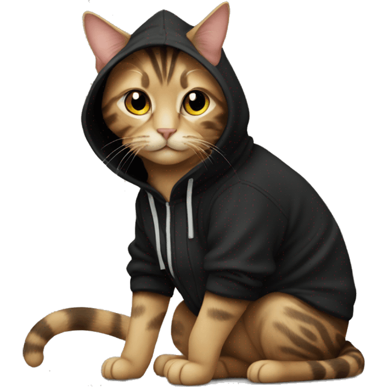 tabby cat wearing black hoodie emoji