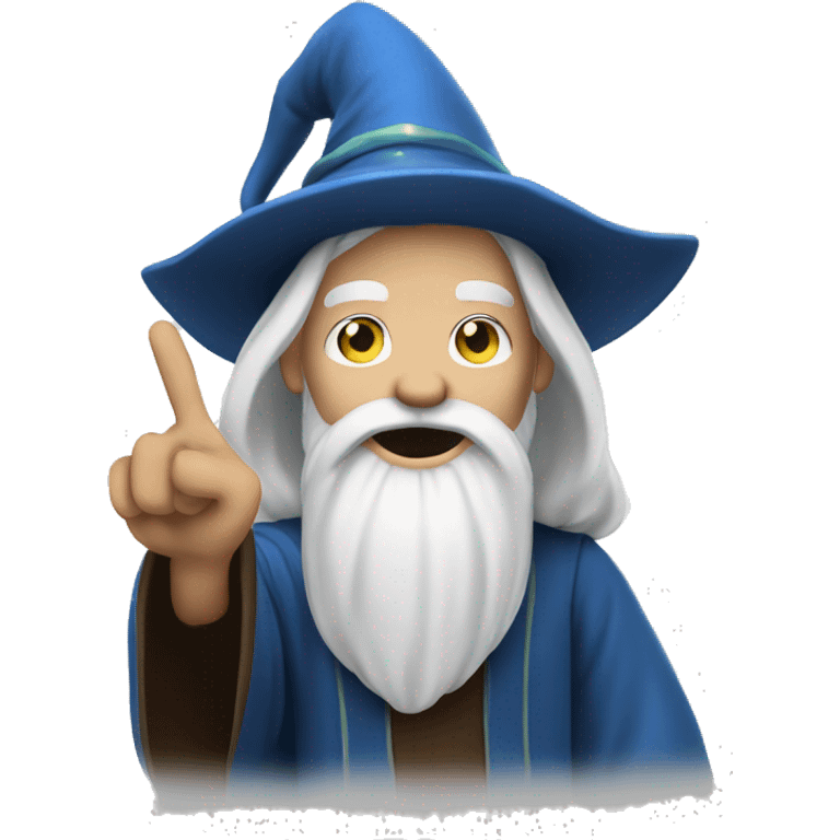 a wizard with a white beard shaking his index finger emoji