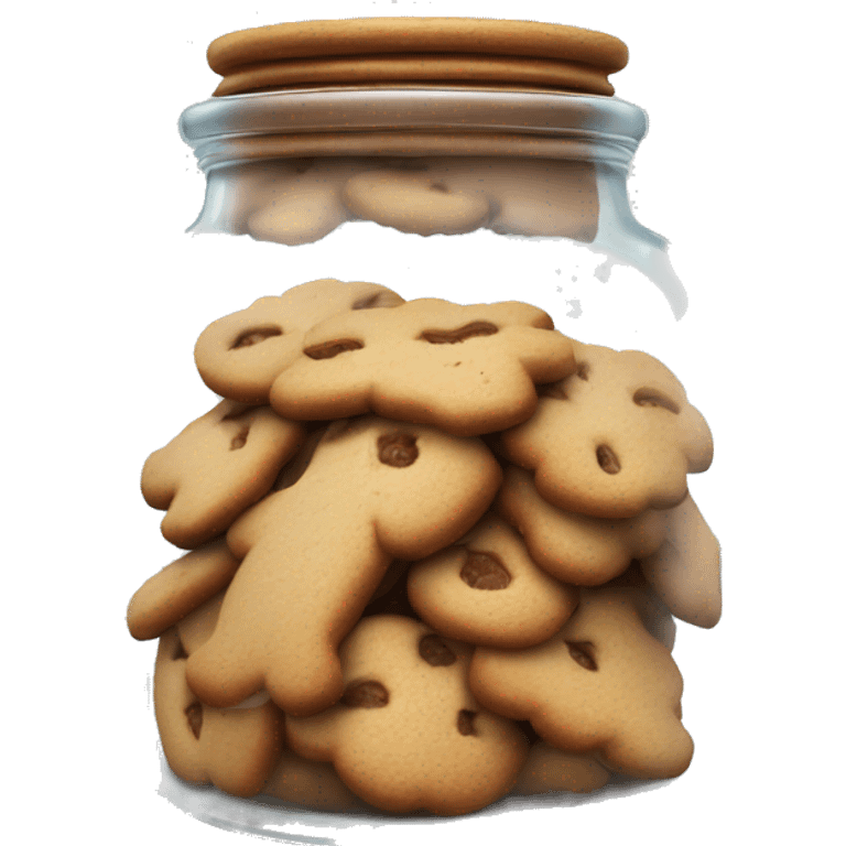 Realistic glass cookie jar full of gingerbread cookies isolated.  emoji