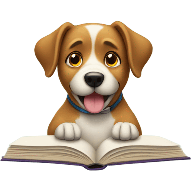 Dog reading book emoji