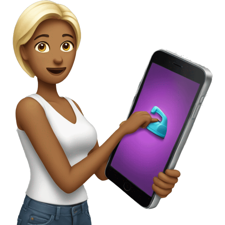 woman showing big phone emoji