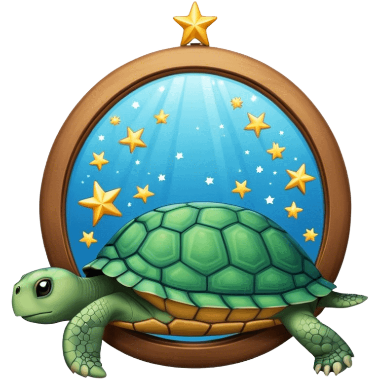 Mirror with turtle and stars emoji