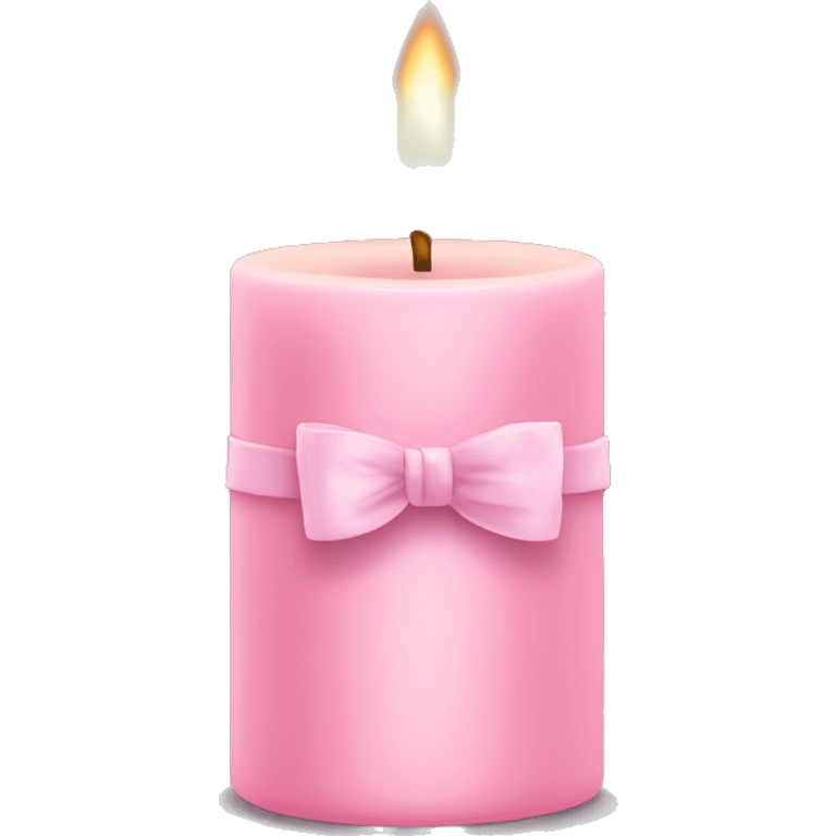 pastel pink candle, with pink bow emoji