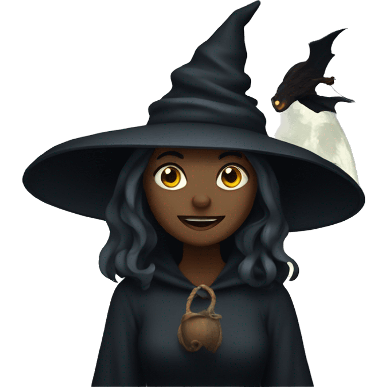 Witch at full moon emoji