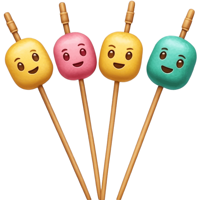 Cinematic Realistic Dango Dessert Emoji, showcasing colorful rice dumplings on skewers rendered with lifelike textures and soft, inviting lighting. emoji