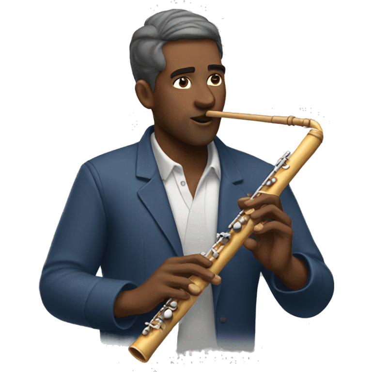 american man playing flute emoji