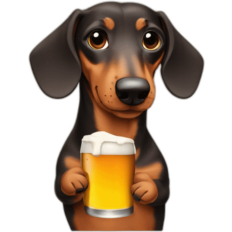 dachshund drinking beer emoji