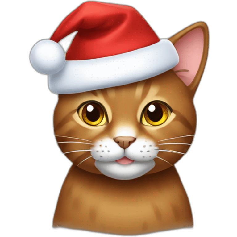 brown cat with christmas hat emoji