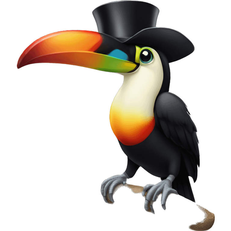 Toucan with a top hat emoji