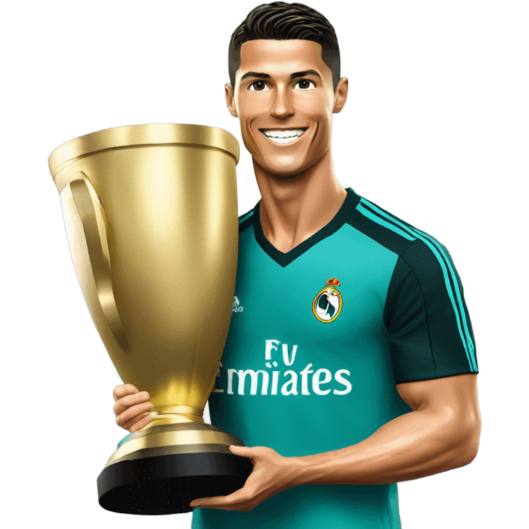 Cristiano holding trophy emoji